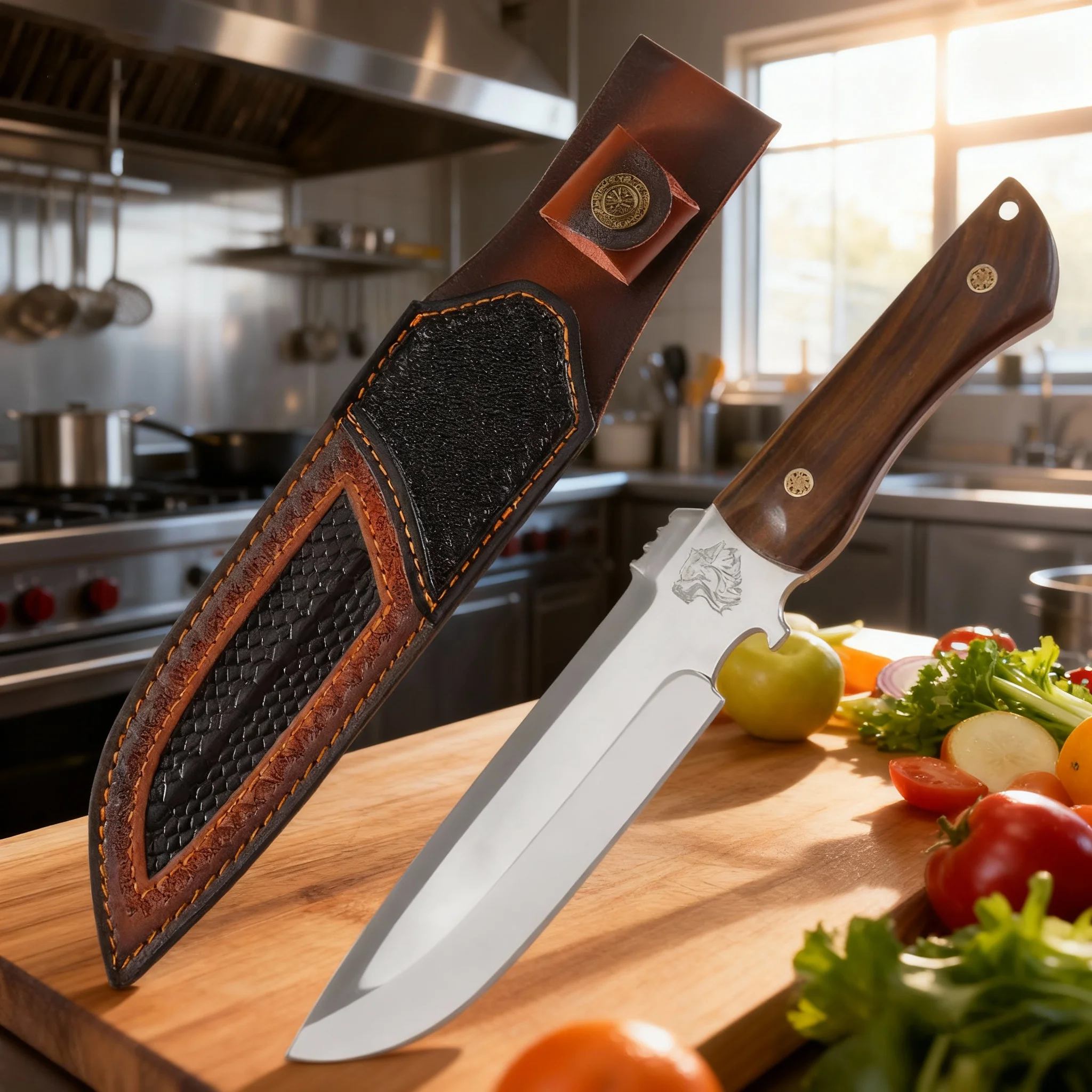 

High-quality wolf-head blade texture straight knife, high-hardness kitchen knife, precision Japanese knife, kitchen accessories