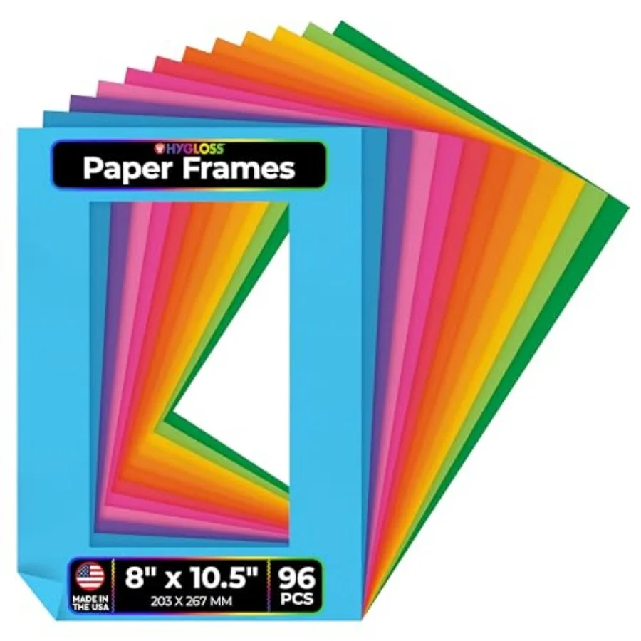 

96 Pack Paper Picture Frames, Colorful cardstock Photo Frame 8x10.5-Inch, Paper Frames to Decorate for Wedding Birthday DIY Cla
