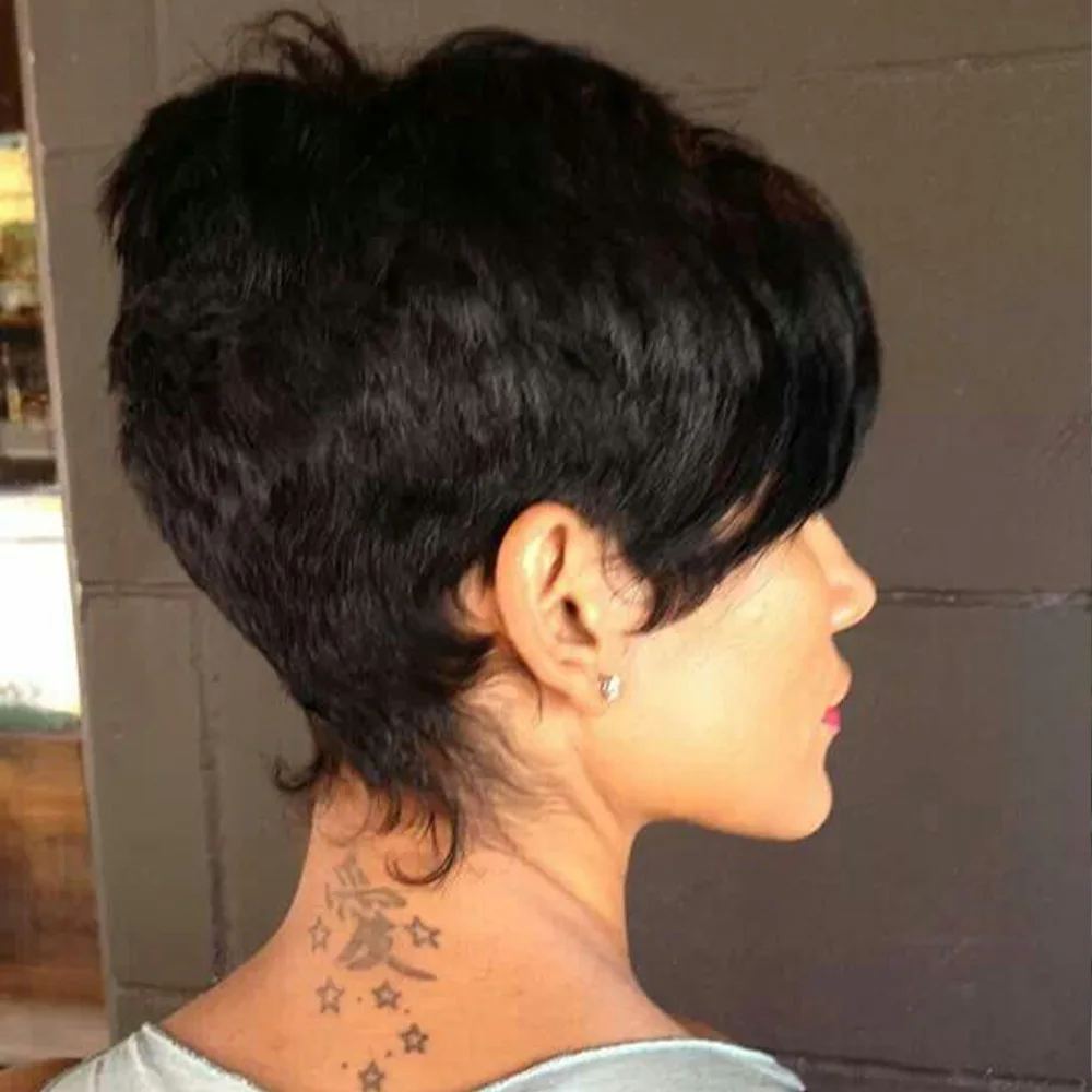 Peruka Pixie Cut z Włosów Naturalnych Krótka Peruka z Włosów Naturalnych dla Kobiet Pełna Peruka Maszynowa Peruka Pixie Cut Brazylijska Krótka Peruka Bob z Włosów Naturalnych