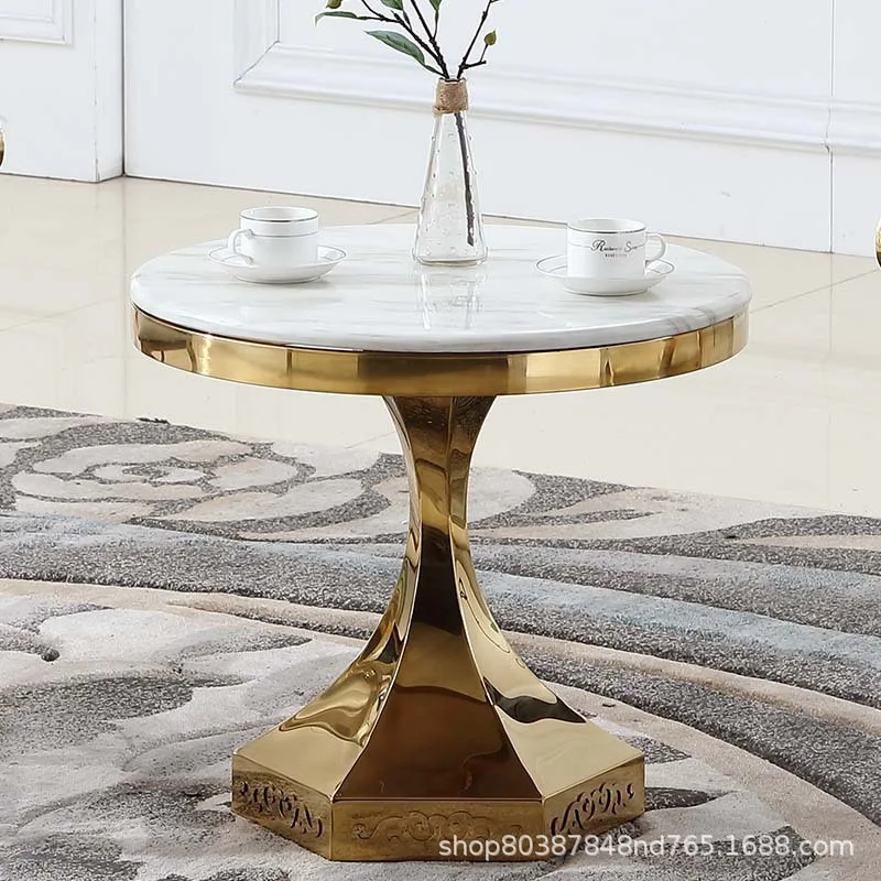 Factory direct sales golden sofa small side  simple round coffee negotiation table hot-selling corner table one piece