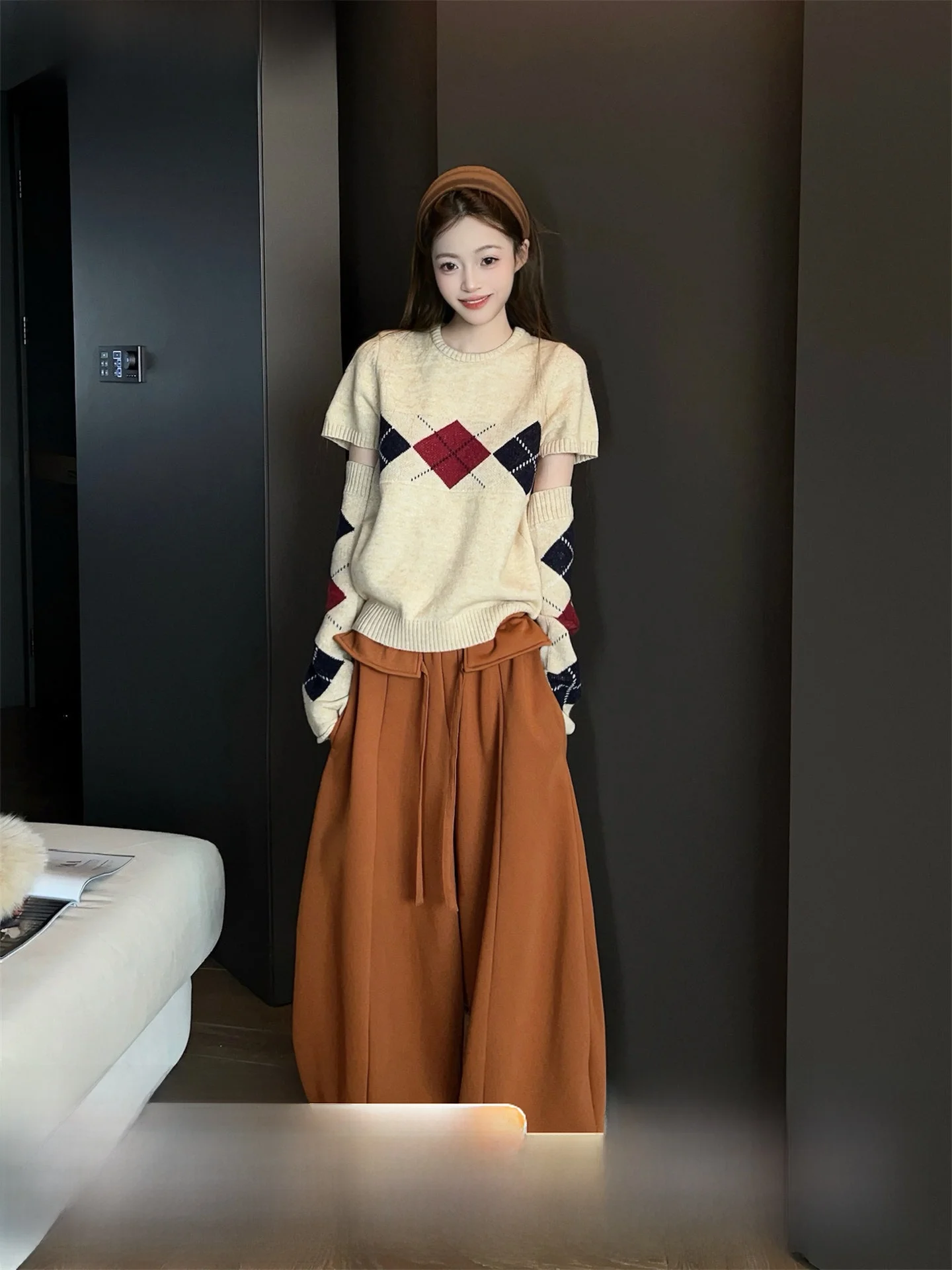 

Fashionable Retro Fleece Lined Casual Pants Women's Autumn Winter Loose Wide Leg Pants Trendy Comfortable Cotton Trousers