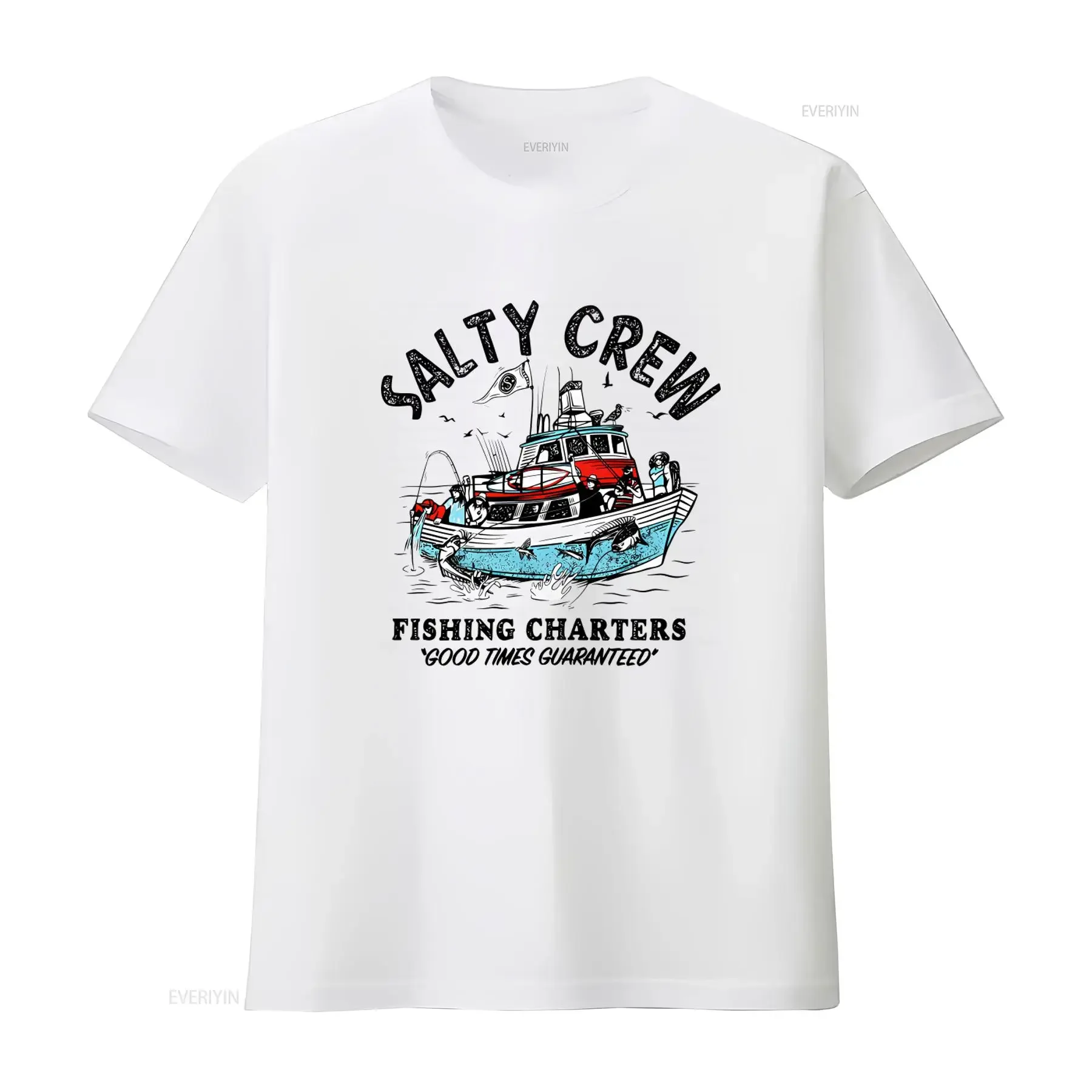 Salty Crew Fishing Charters  T Shirt Good Times Guaranteed for Enthusiasts vintage Washed Unisex Slightly Stylish