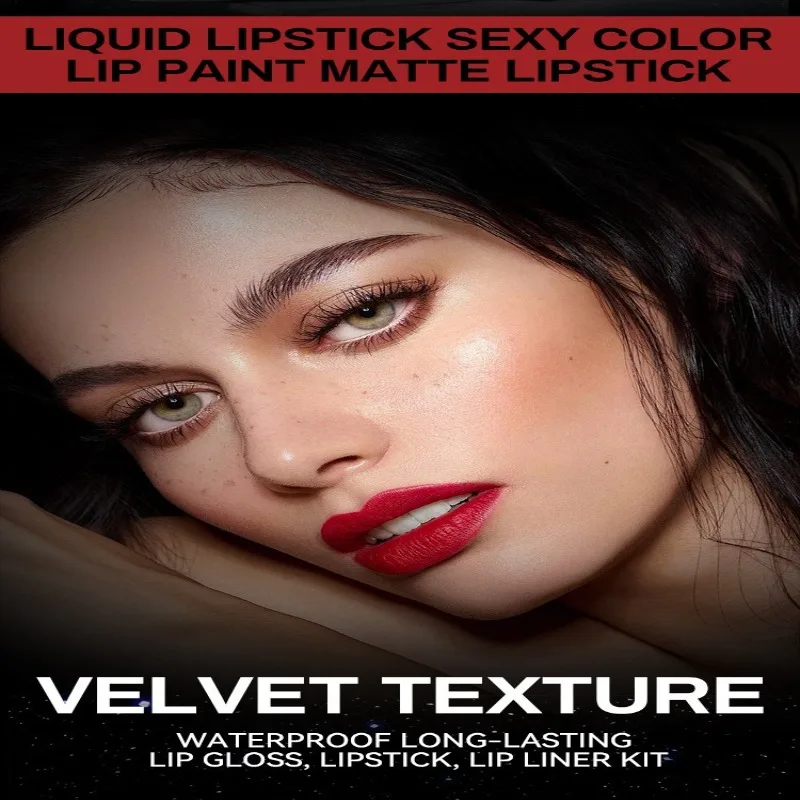 5-częściowy luksusowy zestaw do ust w srebrnym pudełku prezentowym, wodoodporny zestaw błyszczyków z konturówką do ust, odporny na rozmazywanie, trwały przez cały dzień, kolekcja świąteczna