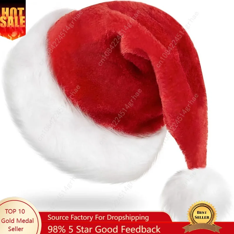 قبعة سانتا لعيد الميلاد من RJVW للبالغين، قبعة سانتا كلاسيكية مخملية للجنسين للعطلات لأغطية الرأس لحفلات رأس السنة الجديدة #1