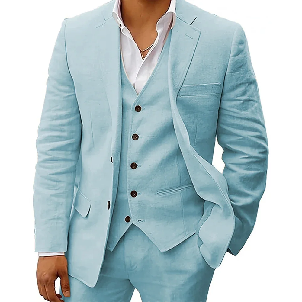 

Herren Anzug Summer Men Suit Set Fashion Slim Fit Notch Lapel Two Buttons 3 Pieces (Jacket+Pants+Vest )