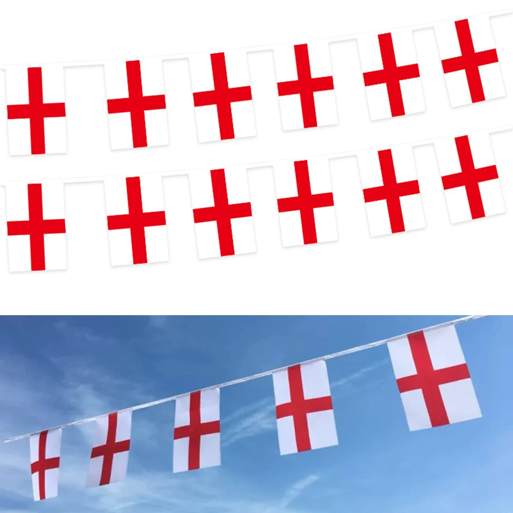 England National Flag Hang On One Rope England Long 10m Bunting 30 Flags Polyester 14x21cm for Football Event Bar Party Festival