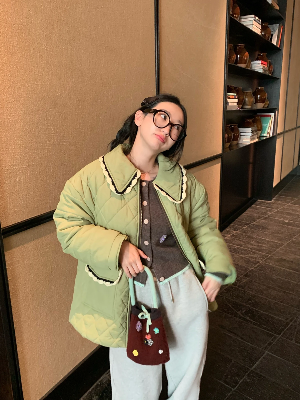 

Хлопковая футболка Tea Een с кружевной отделкой, застежкой-молнией, свободного кроя, однотонная, для повседневной носки