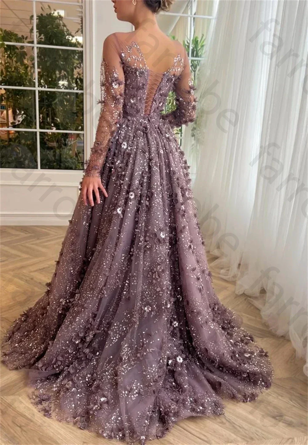 Customized 3D Appliques Intricate Sparkle Jewel Ball Gown Celebrity Flower Paillette/Sequins Floor Length Skirts Organza Evening