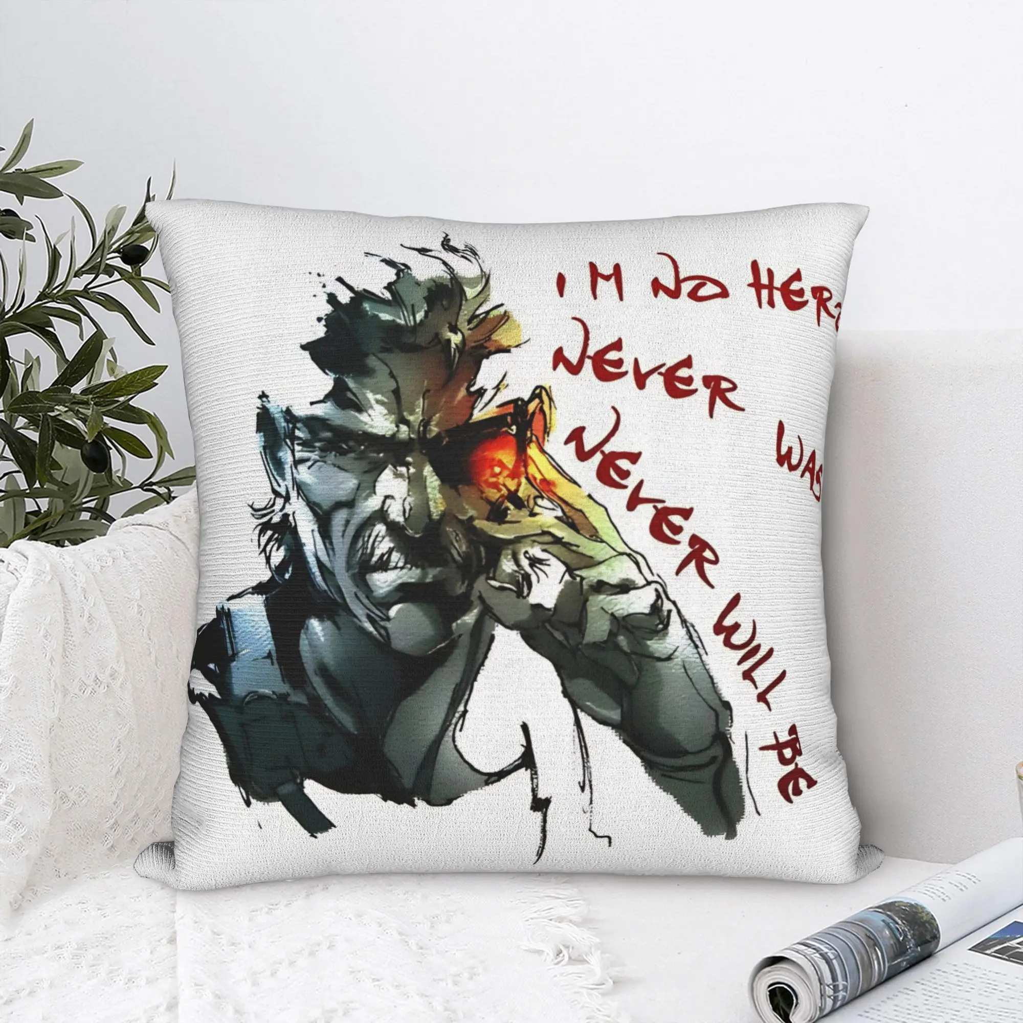 Metal Gear Solid 4 Old Snake Pillow Case  Graphic Pillow Cover For Living Room Chair Kawaii Pillowcases