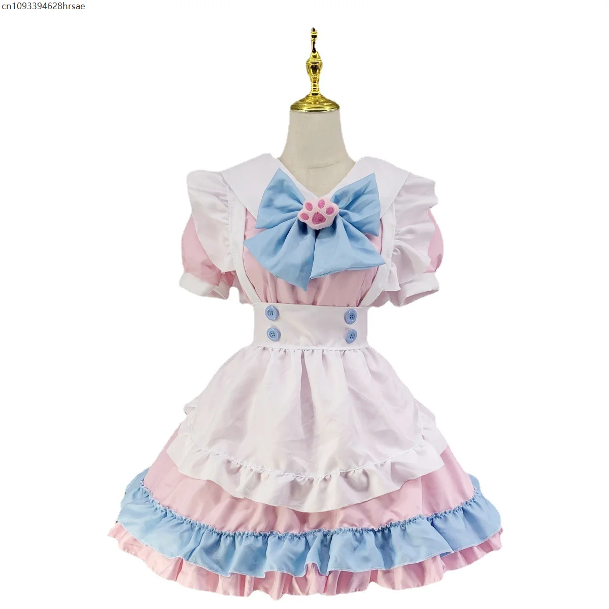 

Women Maid Dress Pink Cosplay Costume Cute Short Sleeve Retro Maid Lolita Dress Cute Japanese French Outfit