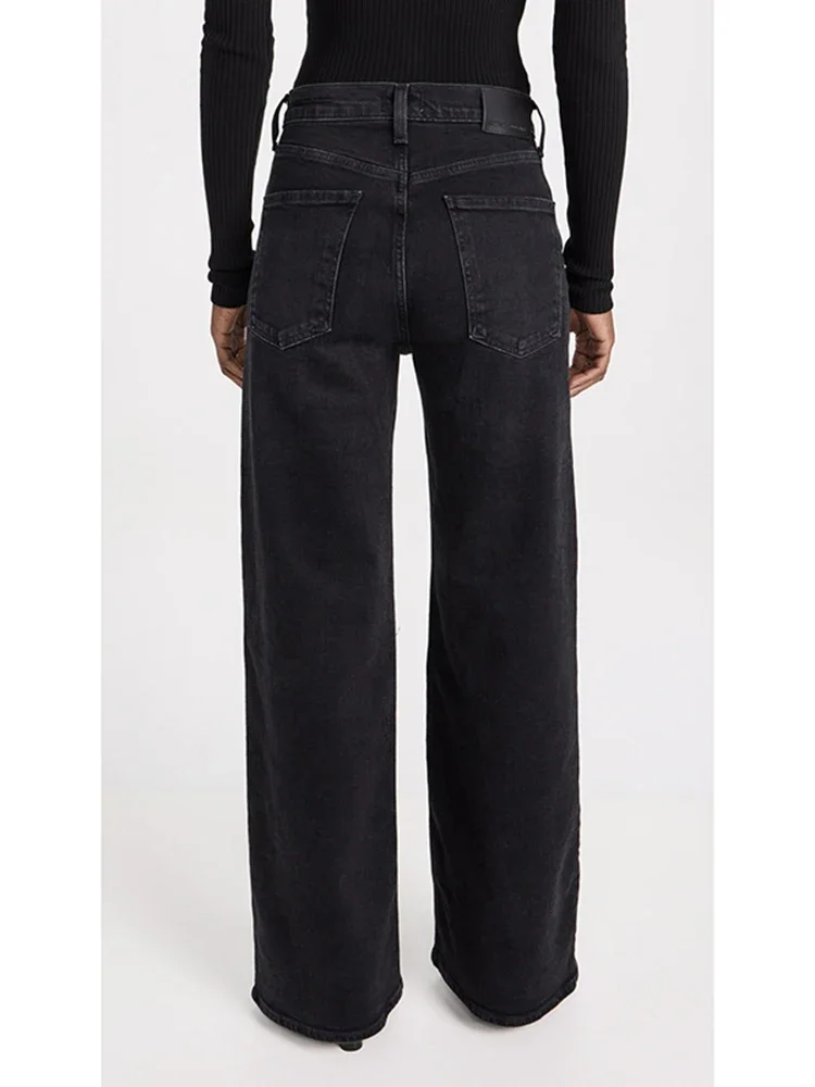 Dames laagbouw stretch grijze denim broek 2025, vrouwelijke jeans met rechte pijpen, dame effen kleur, dagelijks kantoor, goedkope lange jeansbroek
