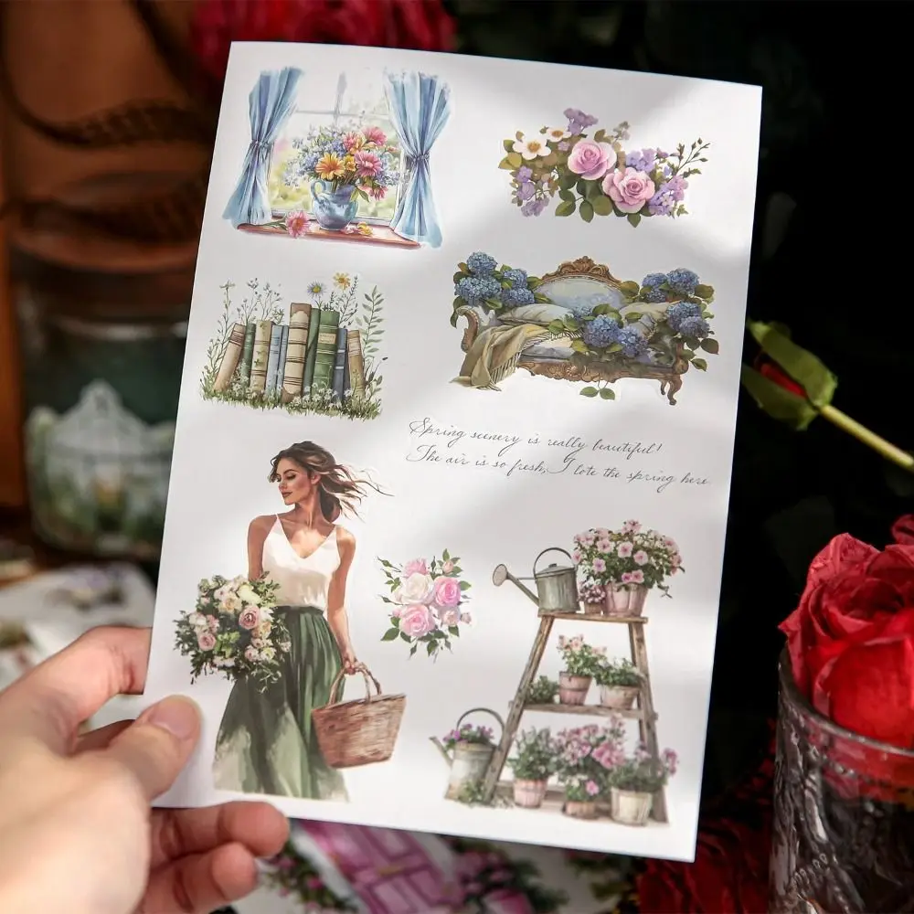 Scrapbooker Essential Sticker Set 20Sheets Reusable PET Vintage & Floral Designs