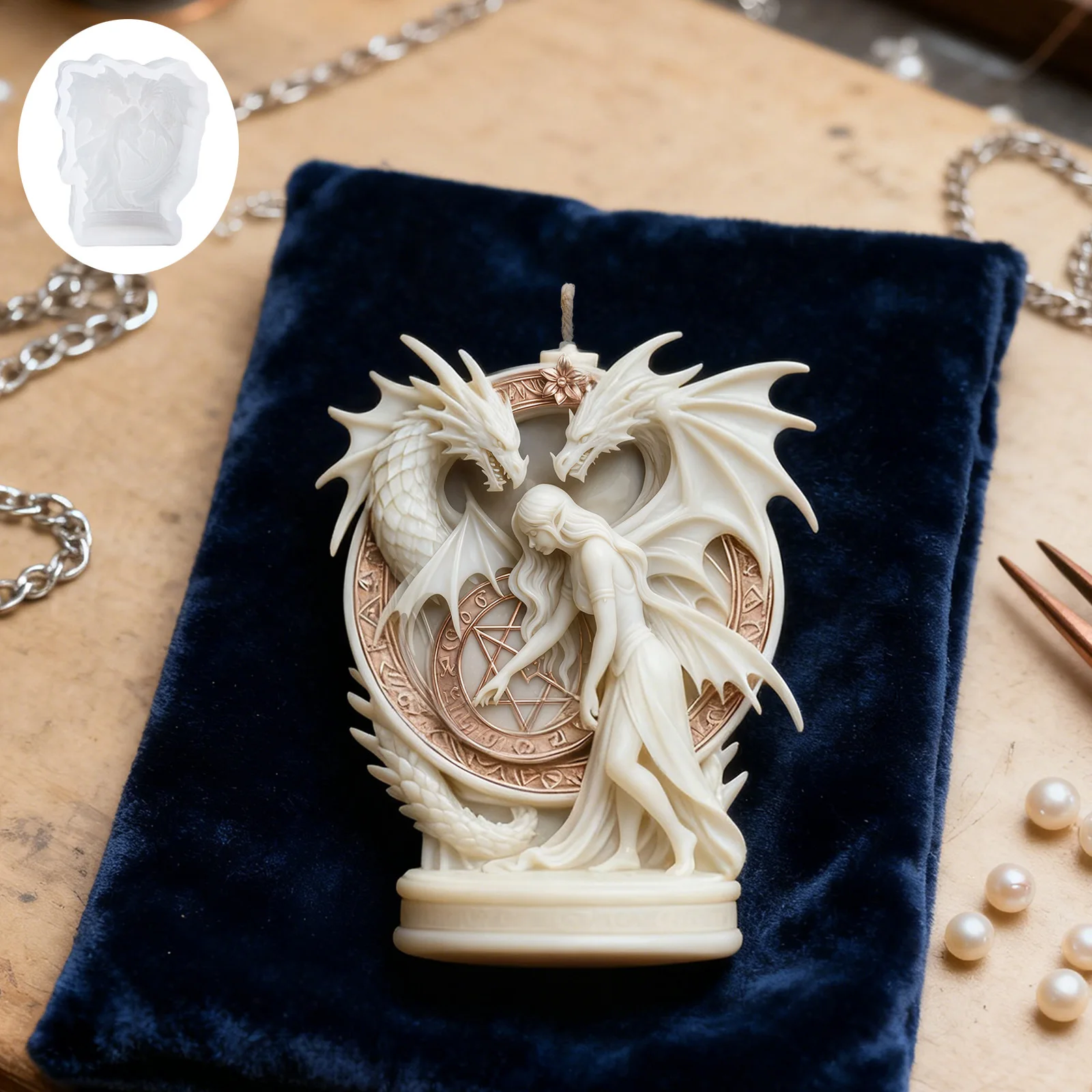 

3d Elf Dragons Relief Silicone Mold DIY Creative Portrait Relief Scented Candle Diffuser Stone Plaster Decoration Resin Mold