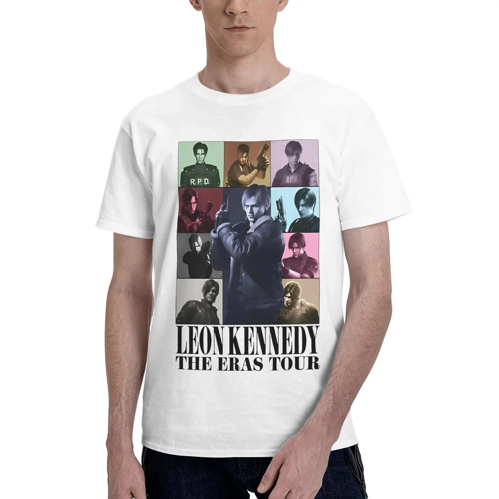 Mens Womens Leon Kennedy T Shirt Pure Cotton Graphic Printed T-Shirt The Eras Tour Clothing Outfits