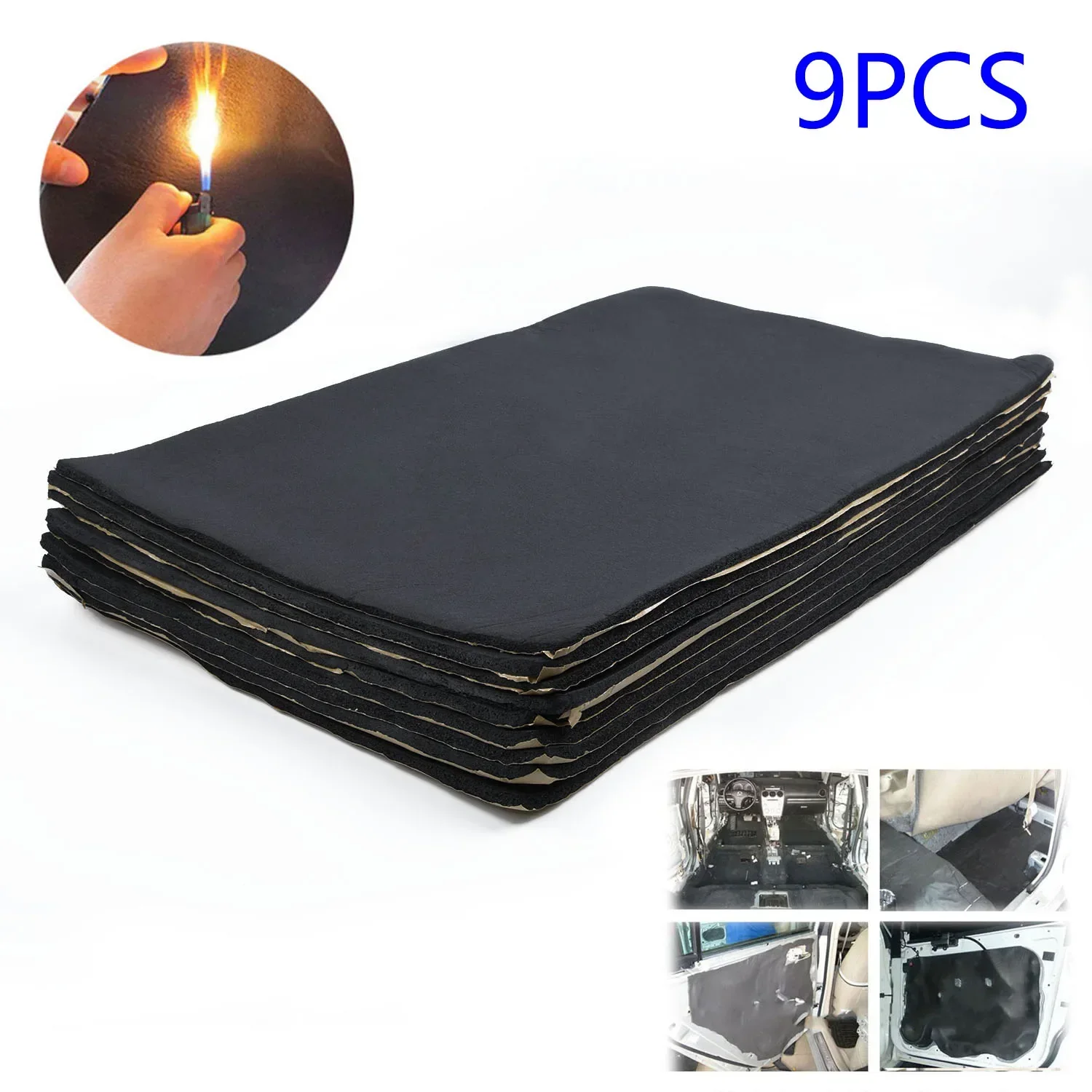 9PCS Car Auto Van Sound Proofing Deadening Insulation Foam Thermal Insulation Dissipating Heat 30cm*50cm*6mm NEW