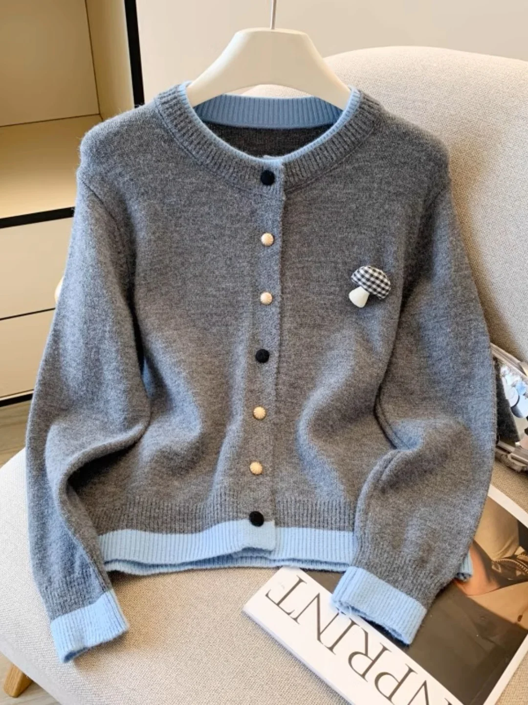 

Korean Sle Sweet Knitted Cardigan Women's Faionable Meticulous Sweater Autumn Winter Warm Long Sve round Ne Single B...