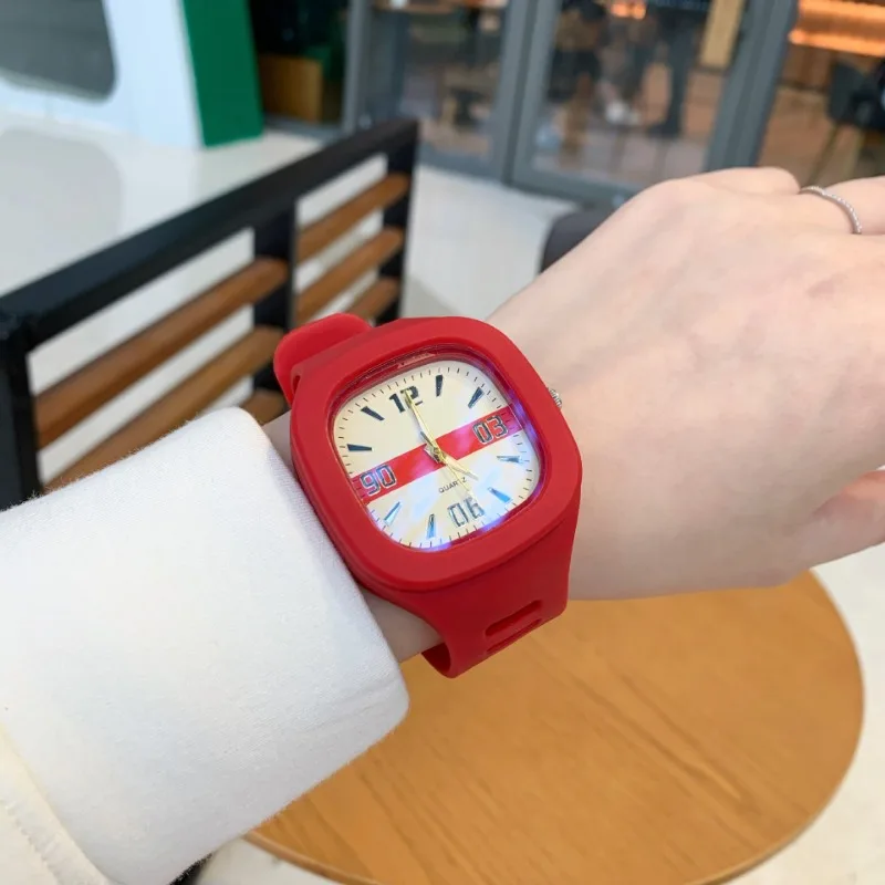 Popacc Mode Sport Vierkant Elektronisch Horloge Voor Vrouwen College Stijl Student Horloge Vrienden Cadeau Dagelijkse Decoratie