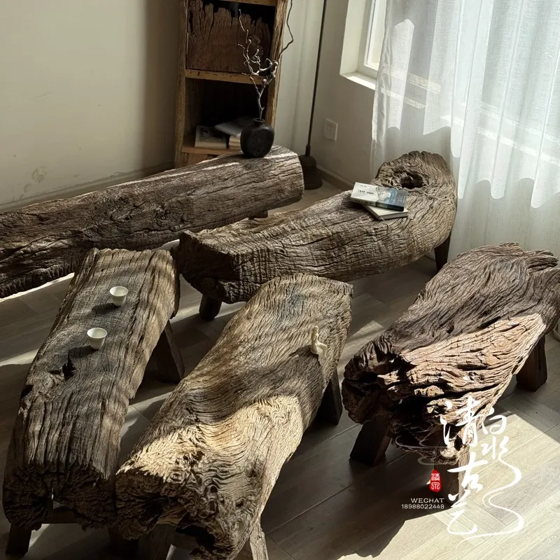 

Quiet wind tree-shaped log bench outdoor low stool entrance entrance shoe change stool homestay hotel bedside stool pedal