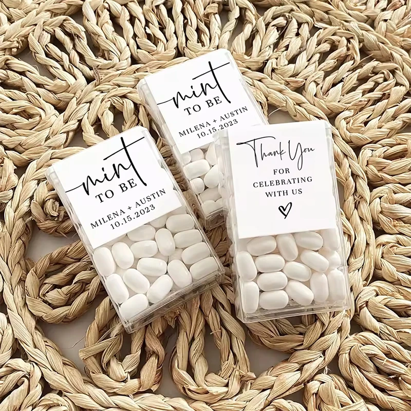 42 Uds. Pegatinas personalizadas de menta para ser de boda, etiquetas de dulces personalizadas, recuerdos de fiesta de compromiso de aniversario, regalo, pegatina de Idea Tic Tac