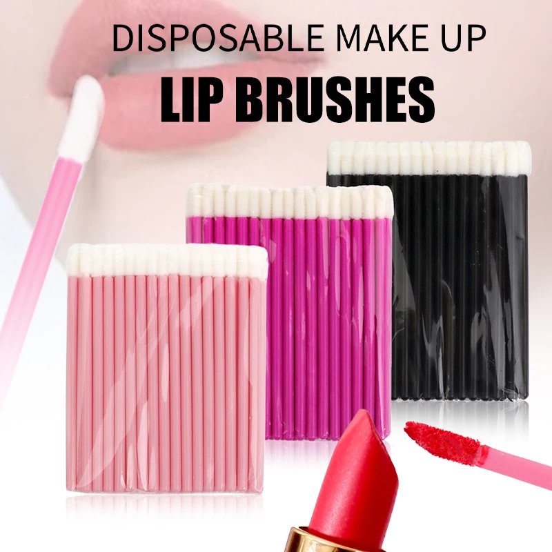 

winky beauty 50 Pcs Disposable Lip Brush Eyelash Makeups Brushes Lash Extension Lipstick Wands Set Cosmetic Make up Tools