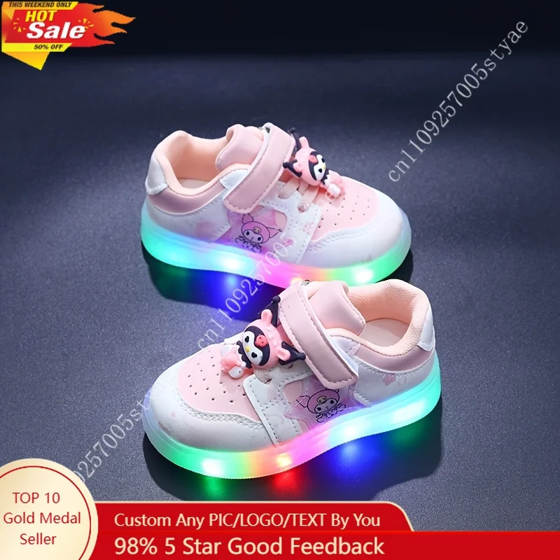 

My Melody Girls Glow Shoelace Lights Sports Shoes New Breathable Running Shoes Soft Shoes