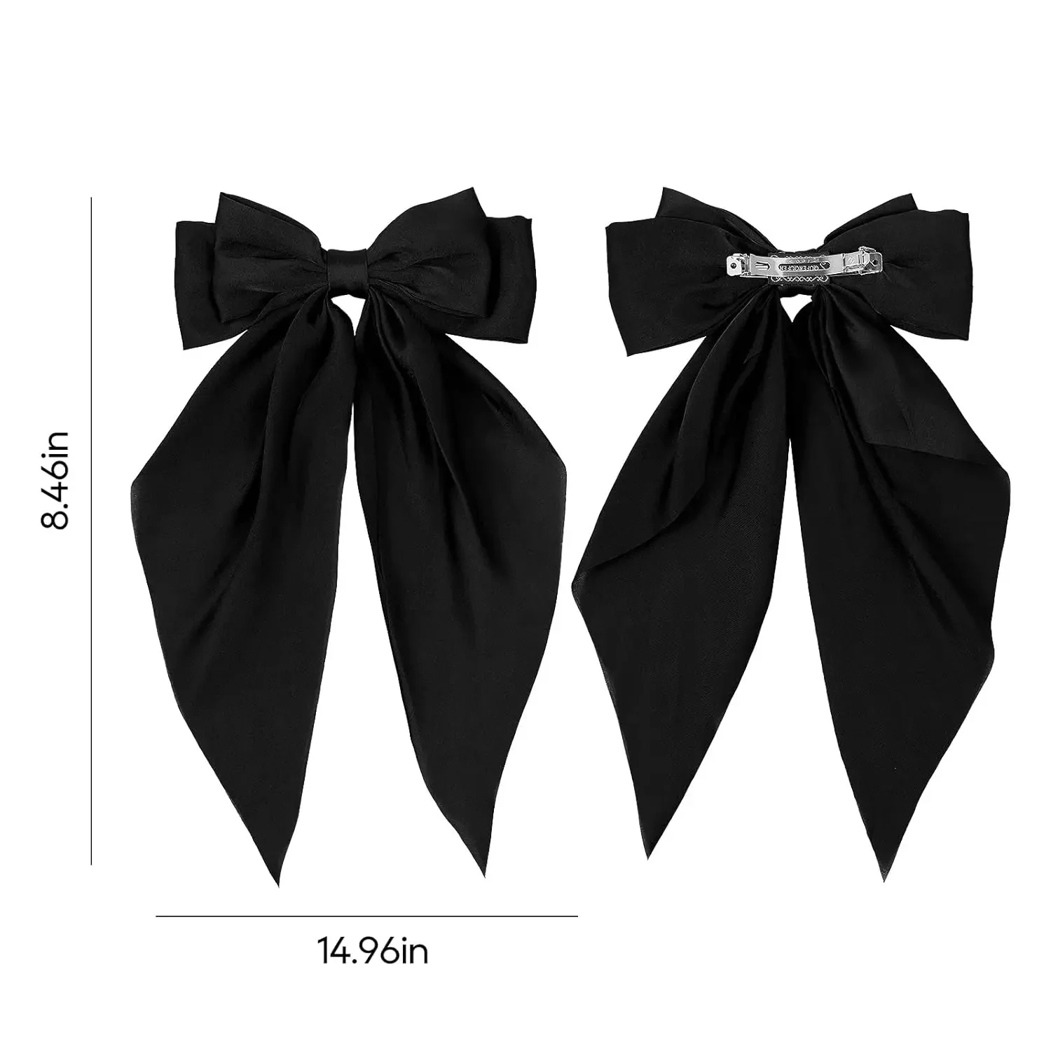 مشبك شعر أنيق كبير بشريط فيونكة للنساء ، دبابيس شعر بسيطة من الساتان بلون واحد ، مشابك فيونكة ، إكسسوارات شعر ، 6: