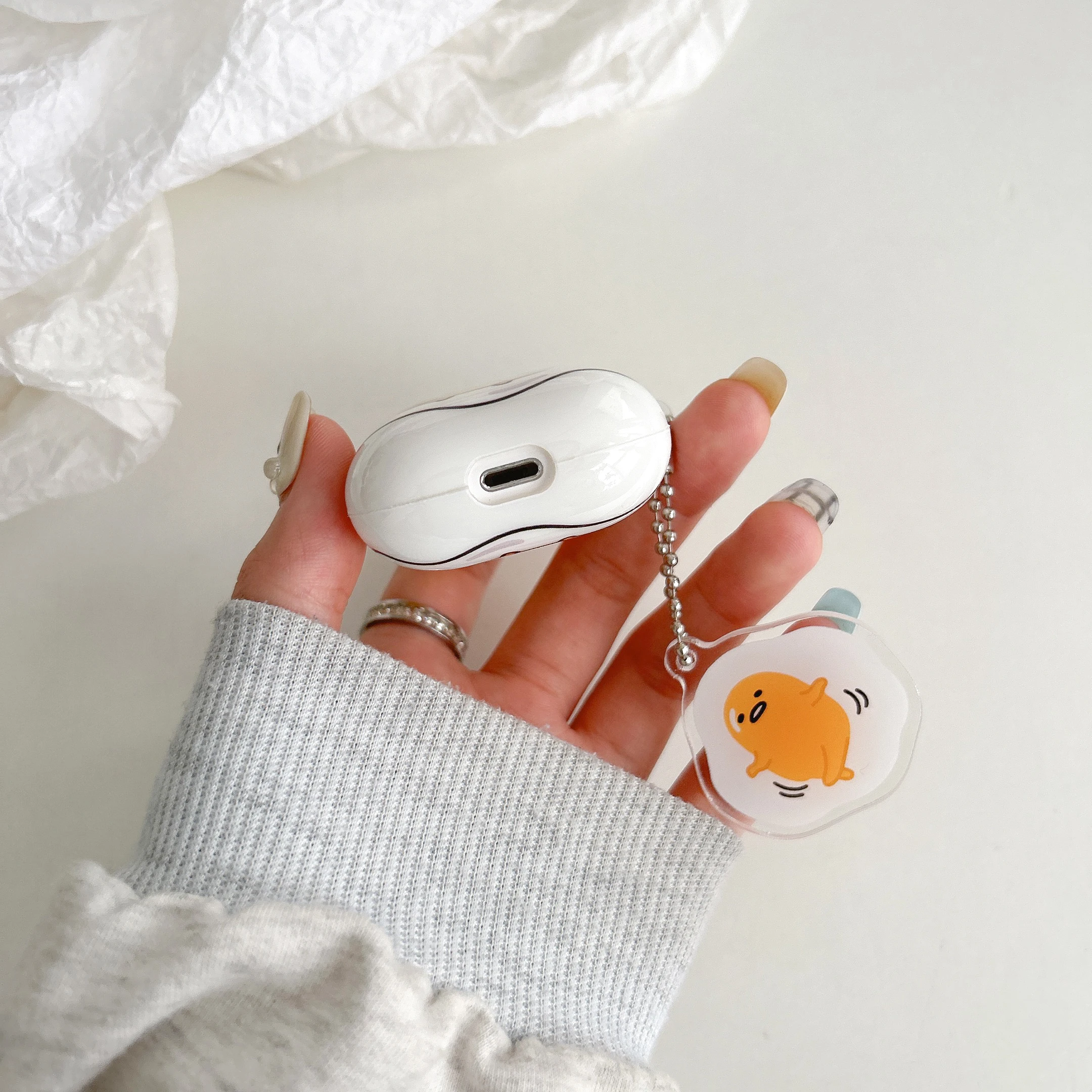 Sanrio Gudetama Soft IMD Earphone Case for AirPods 1 2 Pro 3rd Cute Egg Bluetooth-compatible Earphone Set Cover With 3D Pendant