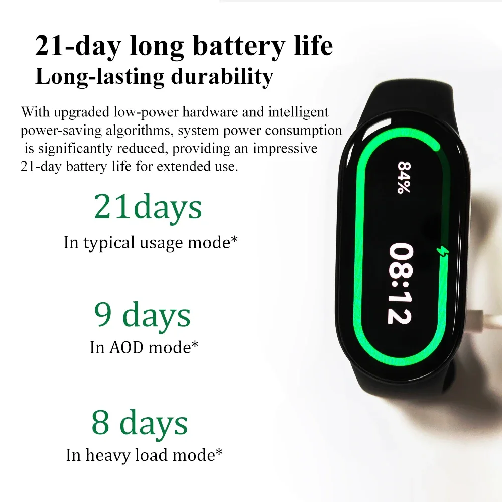 الإصدار العالمي الأصلي Xiaomi Mi Band 10 1.62 "AMOLED يعمل مع تطبيق Mi Fitness Mi Home
