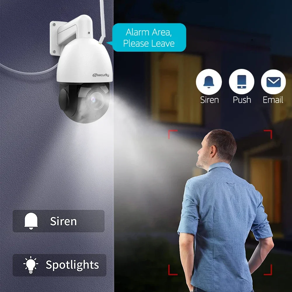 30X Optical Zoom 5MP WiFi PTZ Security Camera Outdoor Color Night Vision Auto Tracking Auto Zoom Surveillance Dome IP Cameras