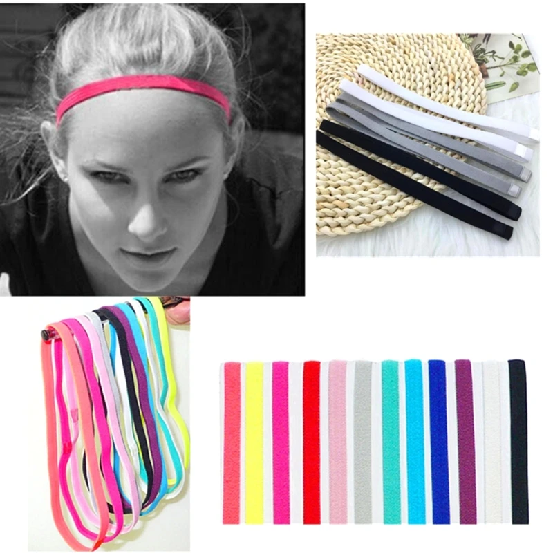 

Silicone Grip Exercise Workout Sweatbands Thin Non-slip Elastic Sports Headbands