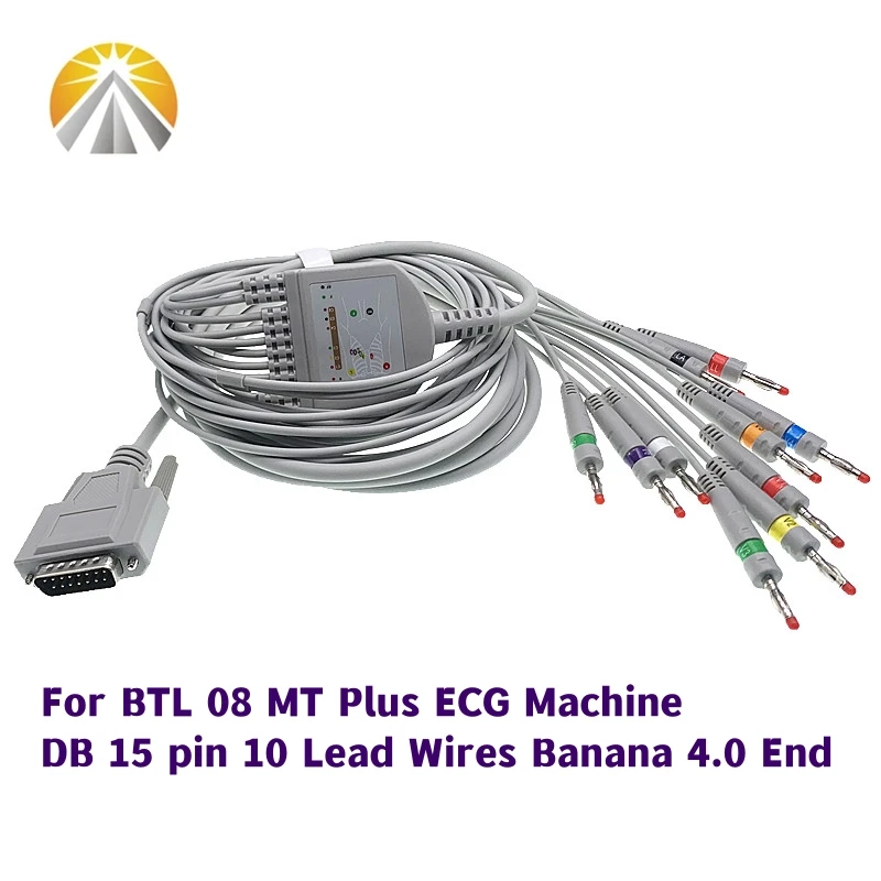 

ECG EKG Cable One Piece 10 Lead Wires DB 15 Pin Plug Banana 4.0 End Rezistors 4.7 Kohm For BTL 08 MT plus ECG Machine