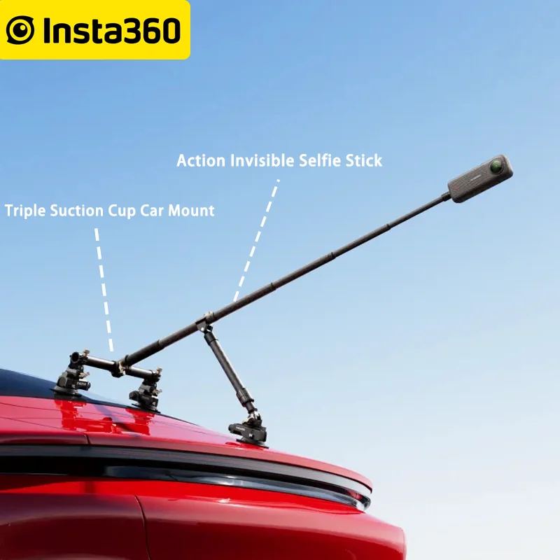 

Original Insta360 X5 Dual or Triple Suction Cup Car Mount Carbon Fiber Stick Holder For Insta 360 X4 ONE X2 Ace Pro Accessories