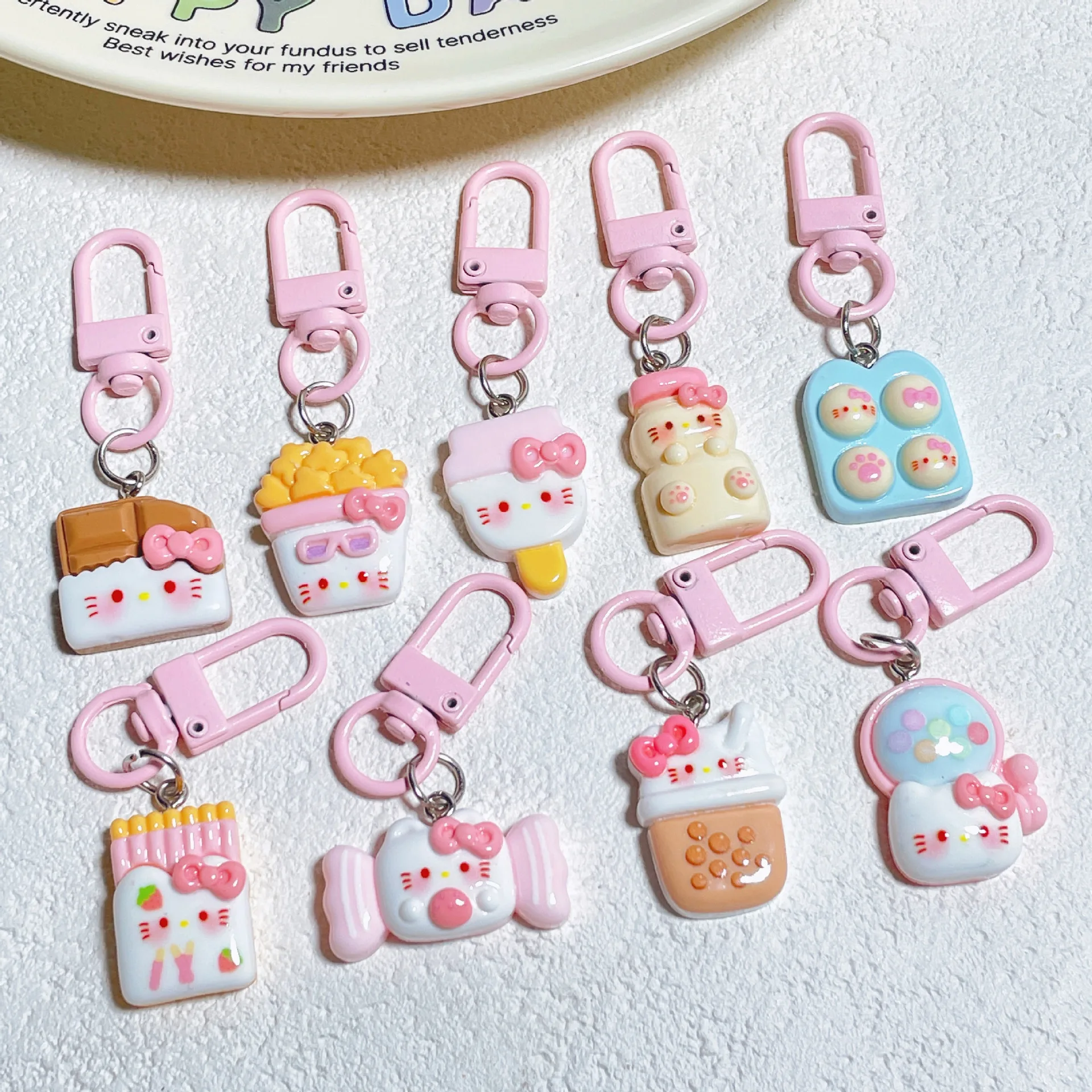 Sanrio New KT Cat Candy portachiavi al cioccolato ciondolo ragazza carina accessori portachiavi per studenti regalo migliore amico