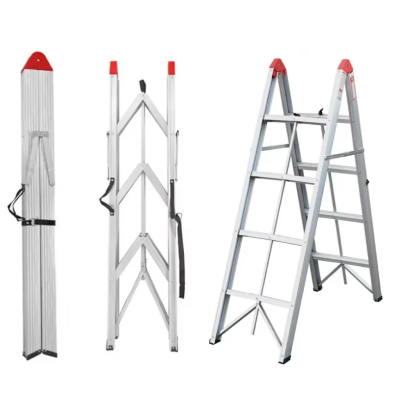 Deliladder المضادة للانزلاق دواسة الألومنيوم المحمولة الإطار سلم عصا قابلة للشحن ارتفاع Telesteps تمديد سلالم سلم قابل للطي #2
