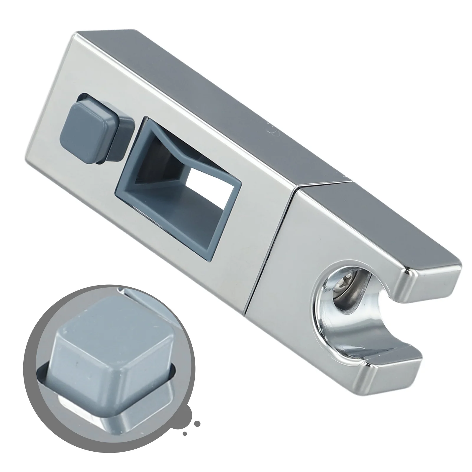 Soporte de barra deslizante para cabezal de ducha cromado, tubo cuadrado, soporte ajustable, estante fijo sin clavos, soporte de ducha de mano para baño