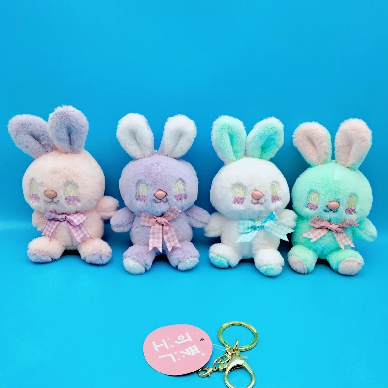 Muñeco de peluche de conejo de dibujos animados Kawaii para niños, colgante de animales bonitos, llavero de felpa, regalos pequeños de cumpleaños para niñas, nuevo, 15cm, 1Pc