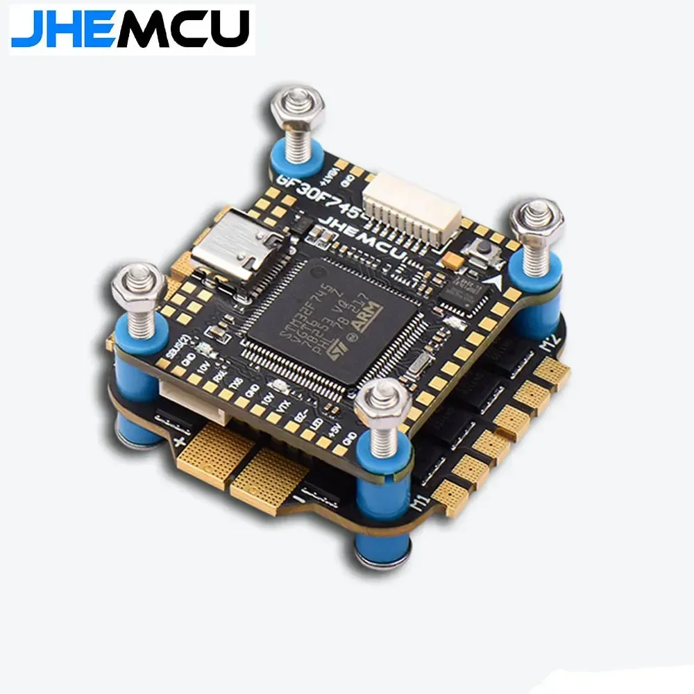 JHEMCU F745 Flight Controller Stack GF30F745-ICM Flight ControllerAM32A60 60A 4in1 ESC 3-6S 30X30mm for RC FPV Drone - image 1 of 6