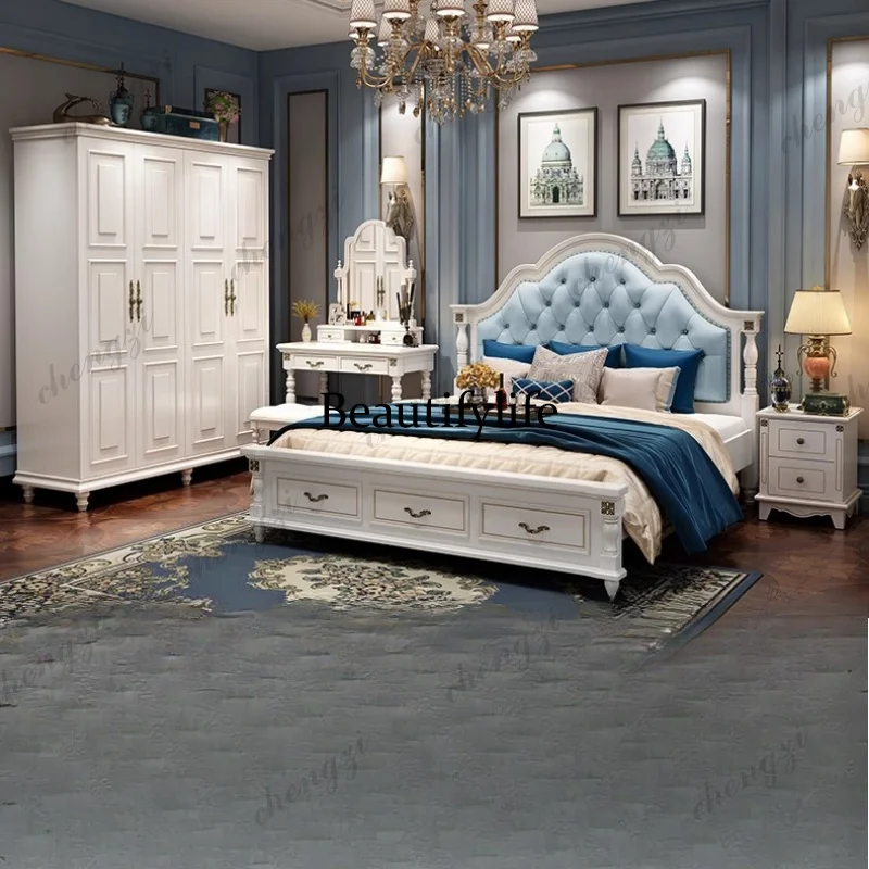 K182  Aesthetics Nordic Bed Fashionable Comfortable Master Bedroom Design Designer Bed Princess Simple Cama De Casal Home