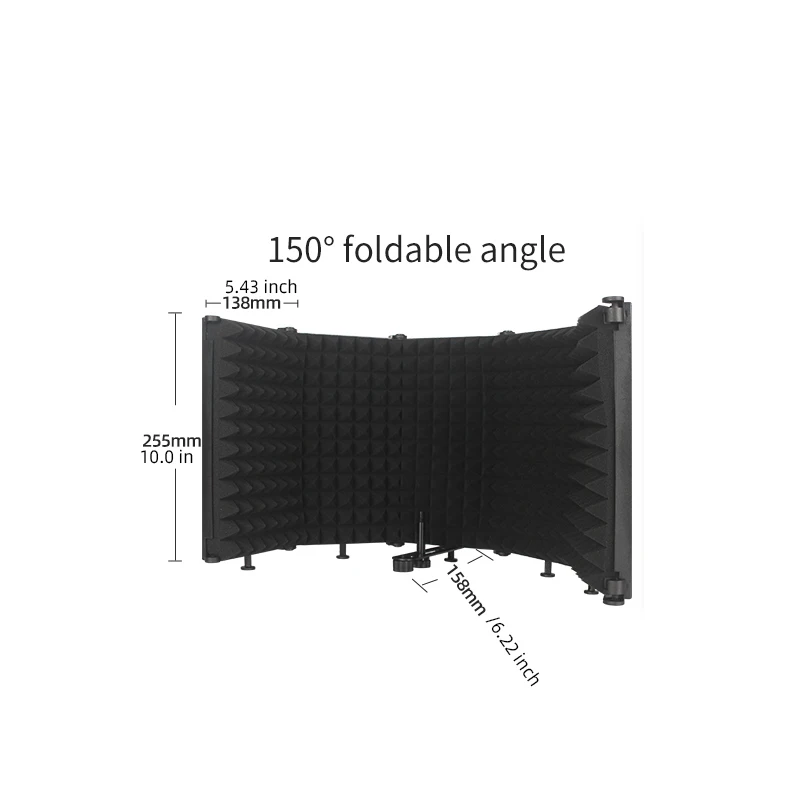 3/5 door studio microphone foldable isolation shield, popular filter, high-density absorbent foam for filtering sound.