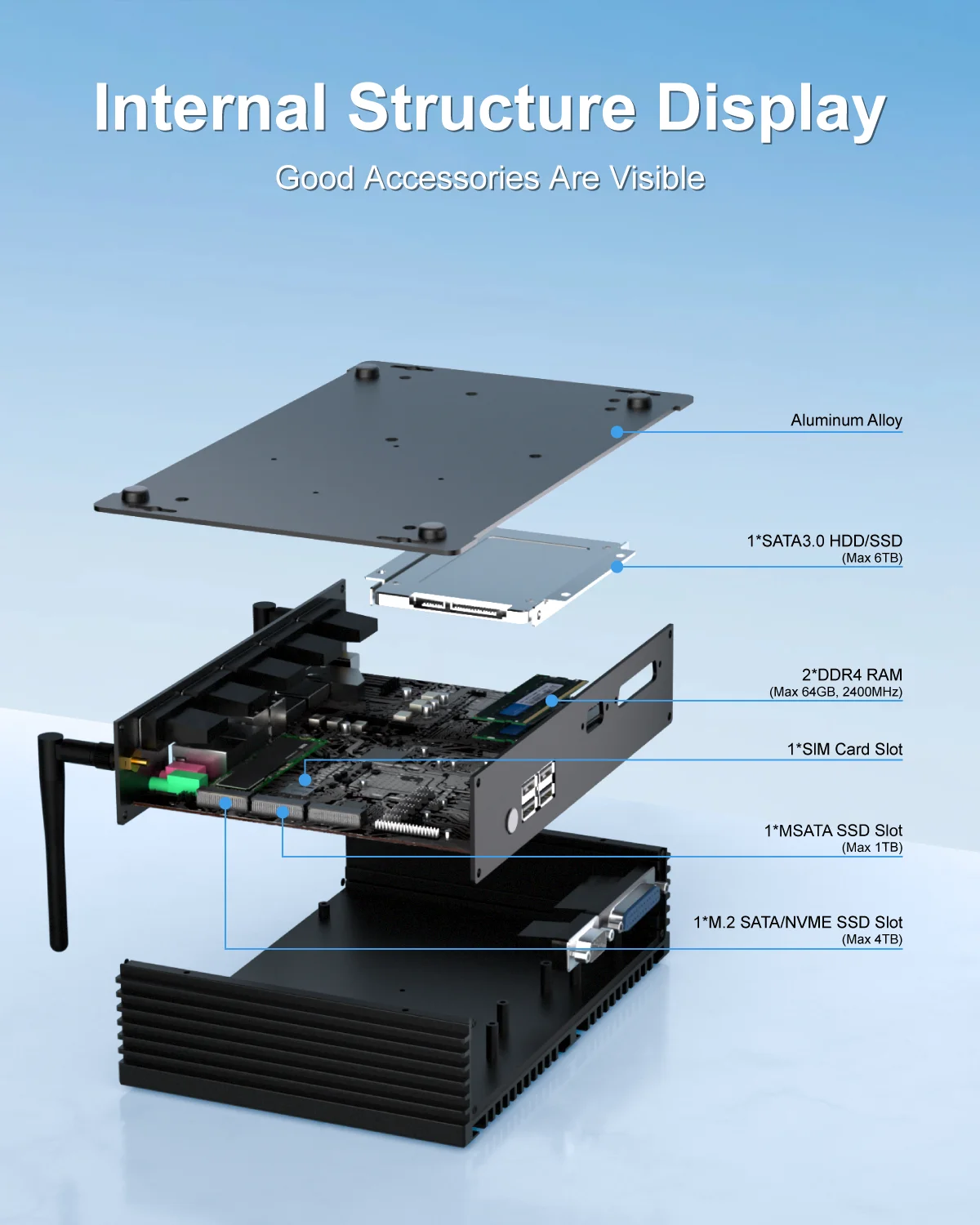 HYSTOU Mini PC 6×COM Compact Fanless Box Computer Industrial Windows 11 Intel Core Quad CPU free shipping i5 8250U i7 8550U