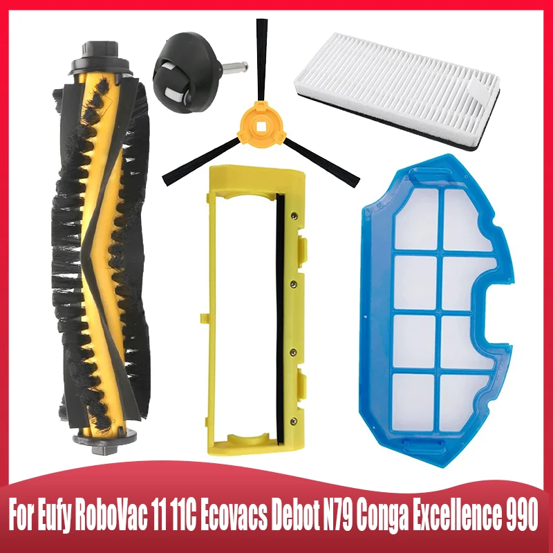 Para Eufy RoboVac 11 11C Ecovacs Debot N79 Conga Excellence 990 repuestos de aspiradora, rueda de filtro Hepa de Cepillo Lateral principal