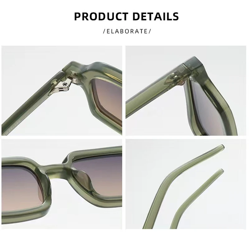 JNPCXI جديد ريترو صغير مستطيل هلام نظارات شمسية ملونة النساء ظلال UV400 موضة المسامير الرجال فاسق التدرج نظارات شمسية #6