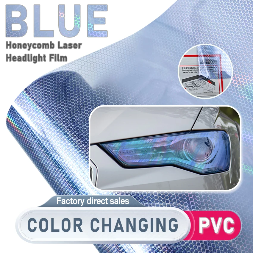 Película de vinilo para faros delanteros de motocicleta, 30x150, color azul claro, efecto panal de abeja, para Honda Accord 10, con cambio de color.