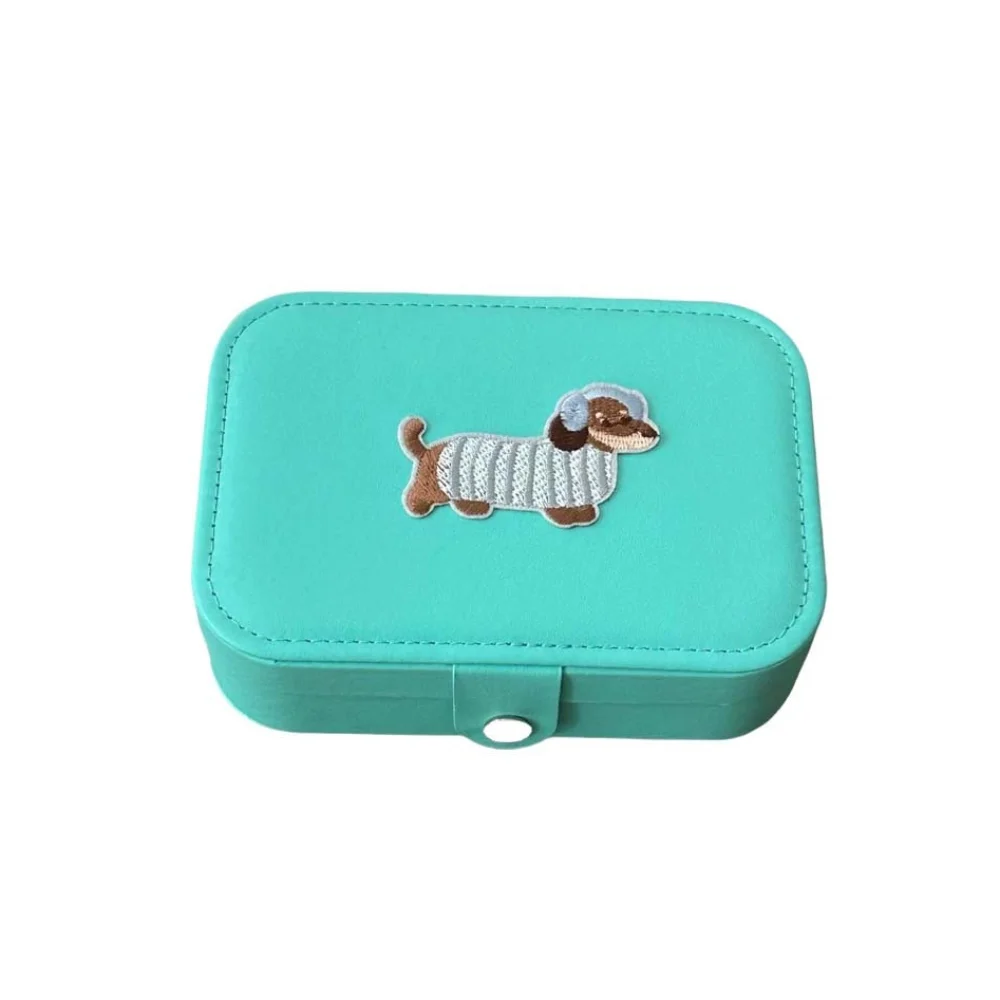 

PU Leather Trinkets Storage Organizer Lovely Dog Cartoon Sausage Puppy Portable Jewelry Organizer Dustproof Large Capacity