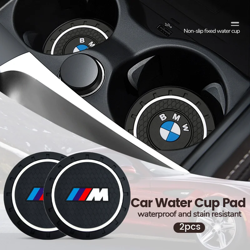 2Pcs Silica Gel Car Coaster Water Cup Anti-slip Pad Auto Accessories For BMW X1 X2 X3 X5 X4 X6 X7 G30 G20 G32 G11 G12 F40 F30 F2