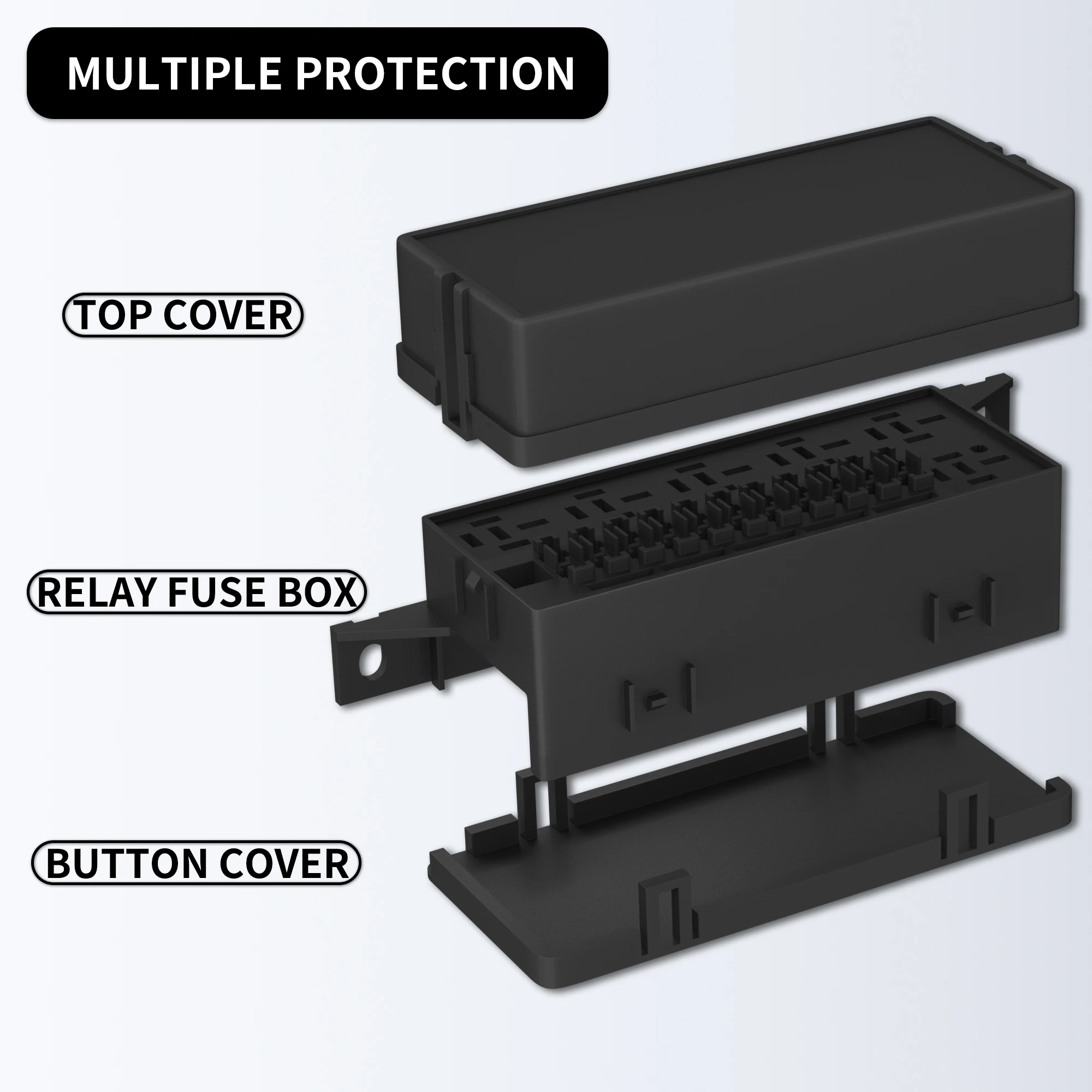 12V Fuse Relay Box with 6 Relay and 11 Way ATC/ATO Blade Fuse Pre-Wired Fuse and Relay Box 12 Vlot Relay Fuse Box Block for Car