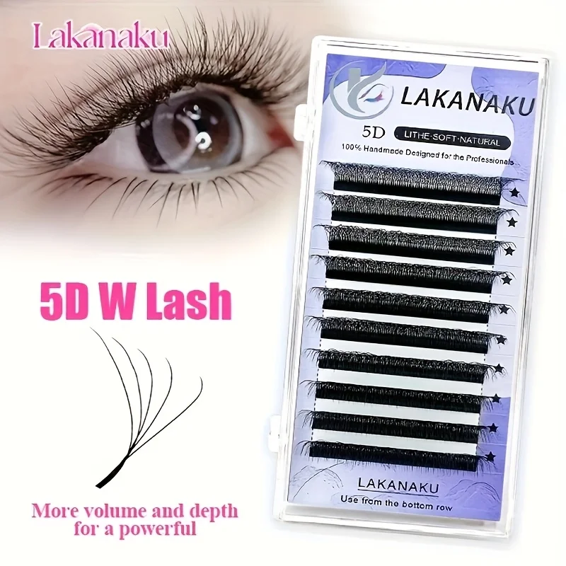 라카나쿠 5D - W형 속눈썹 연장 프리메이드 볼륨 팬 W형 속눈썹 자동 꽃모양 밍크 인조 속눈썹 메이크업용