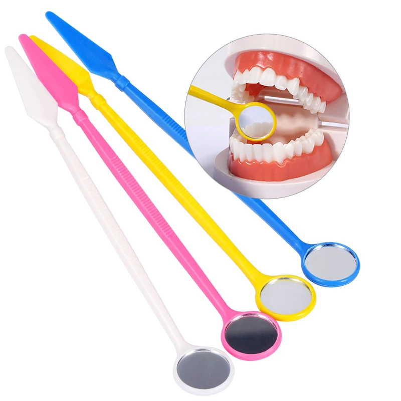 

100 шт./пакет одноразовое стоматологическое зеркало для рта, отражатель для осмотра полости рта, проверка зубов, внутриротовая проверка, стоматологический инструмент, гигиена