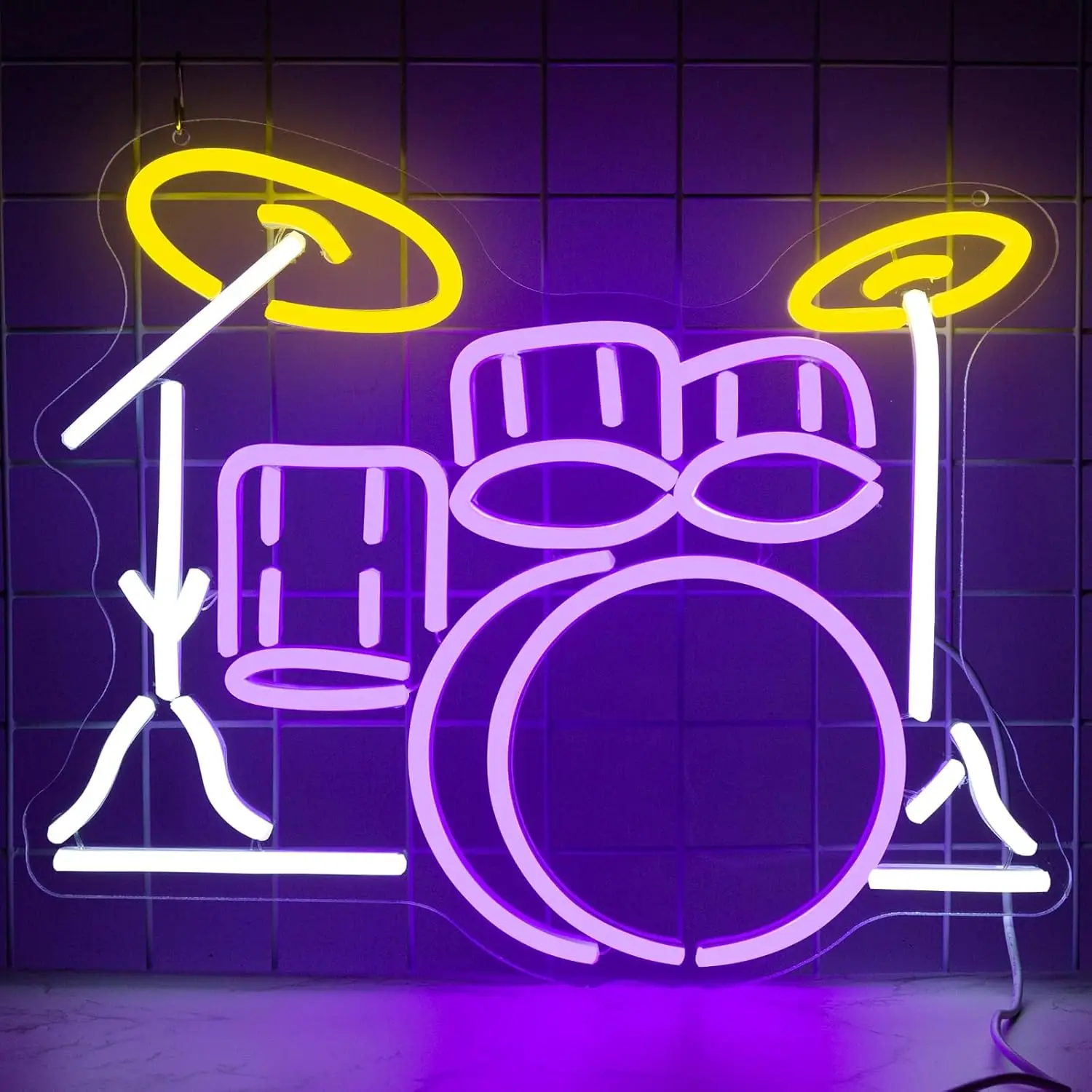 Drum Kit Neon Sign LED Light for Wall Decor Dimmable USB Powered for Bedroom Bar Live Music Studio Man Cave Decorations