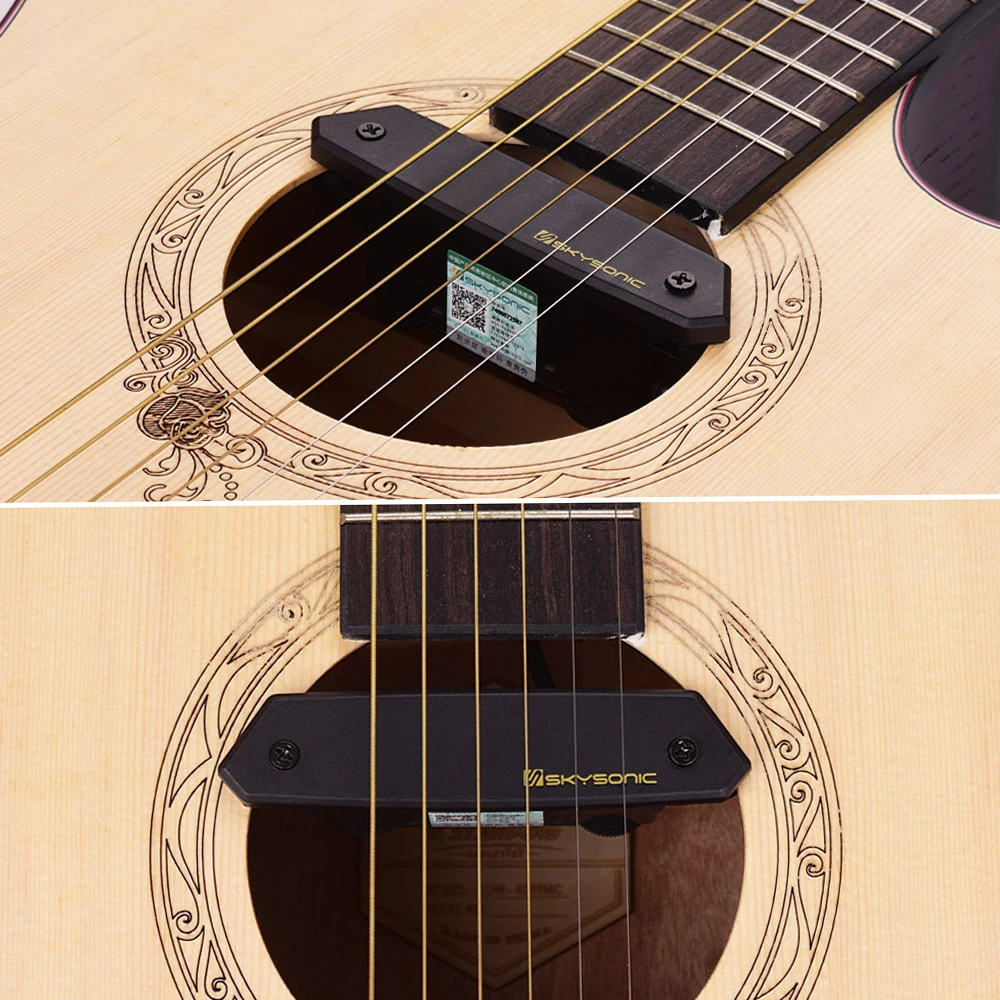 SKYSONIC T-902 Acoustic Guitar Active Soundhole Pickup Magnetic + Microphone Dual Pickup Systems with Volume Controls